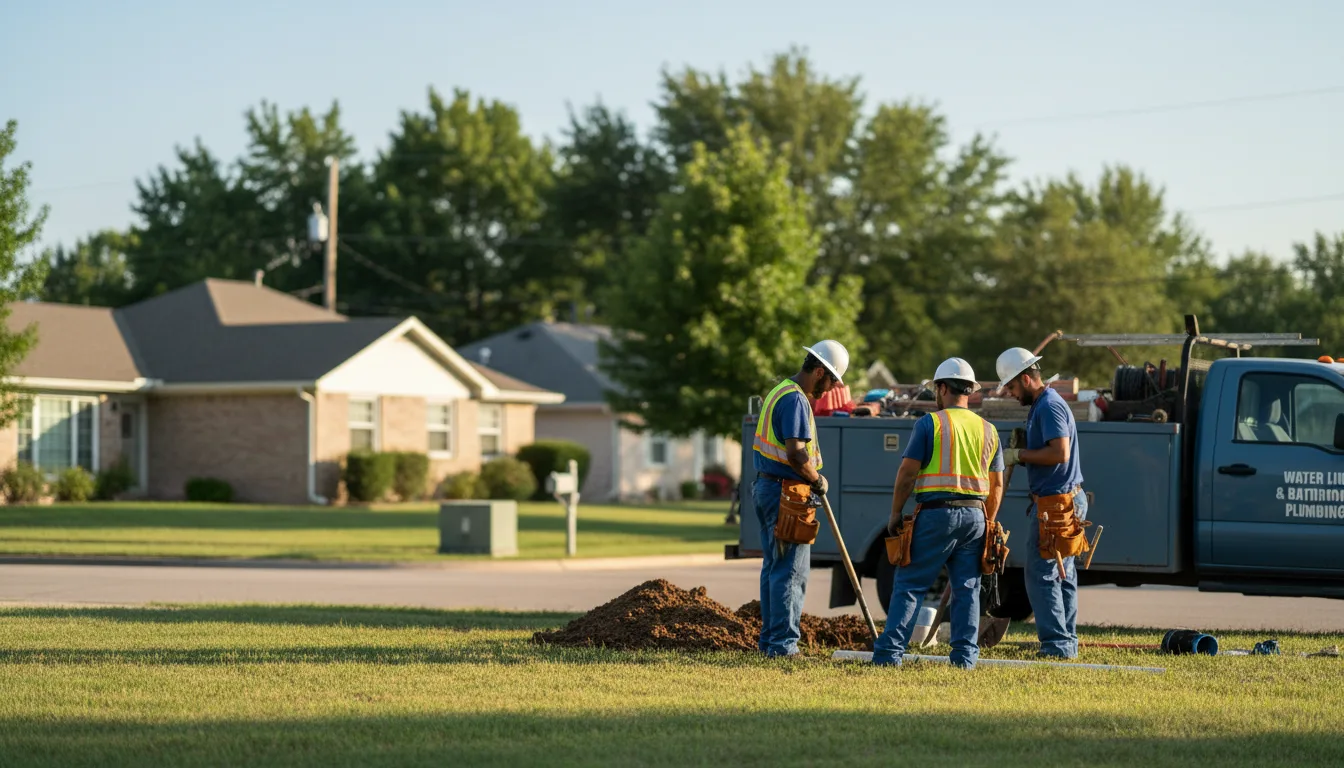 Residential water line and bathroom plumbing service in Gladstone, IL